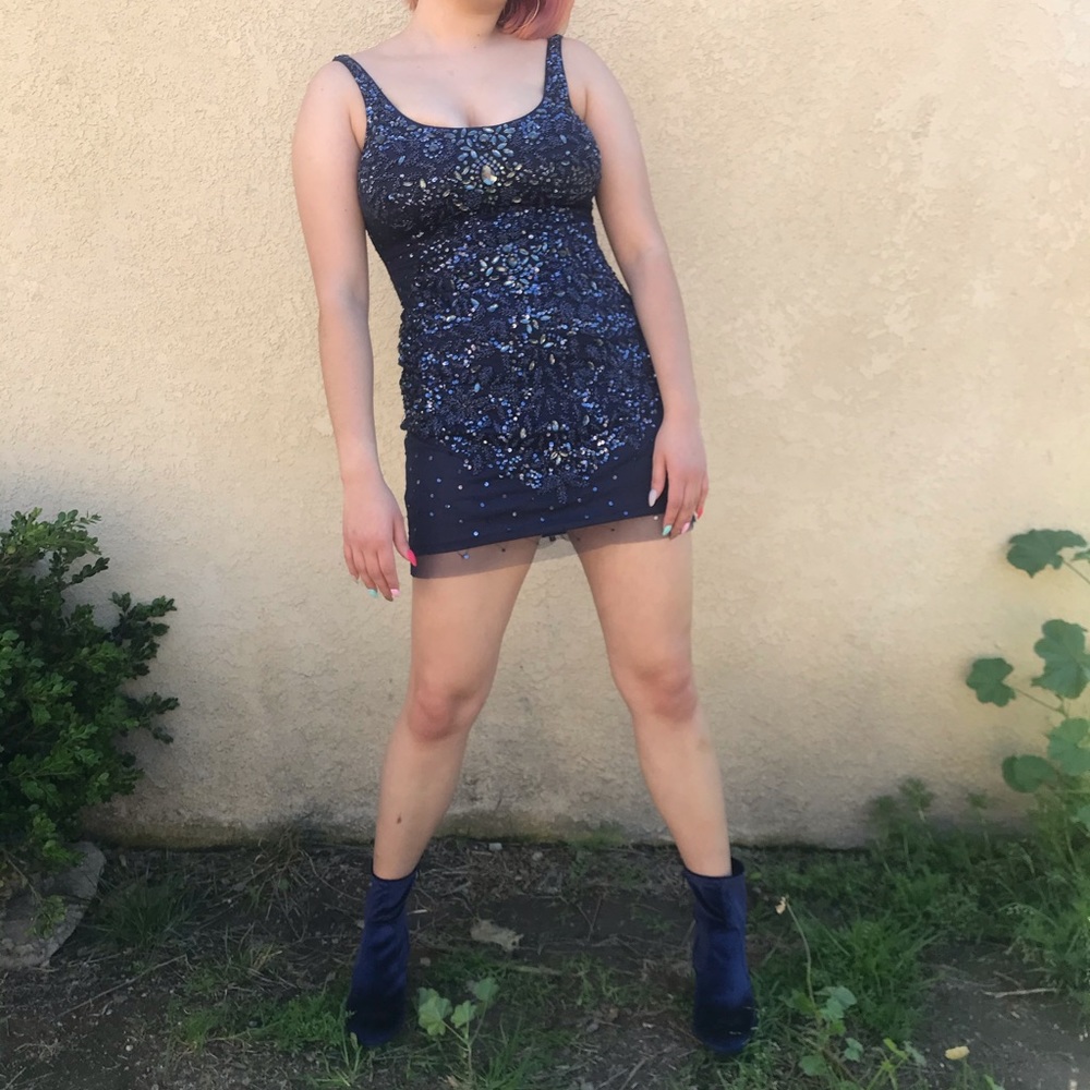 blue formal/prom sequin dress